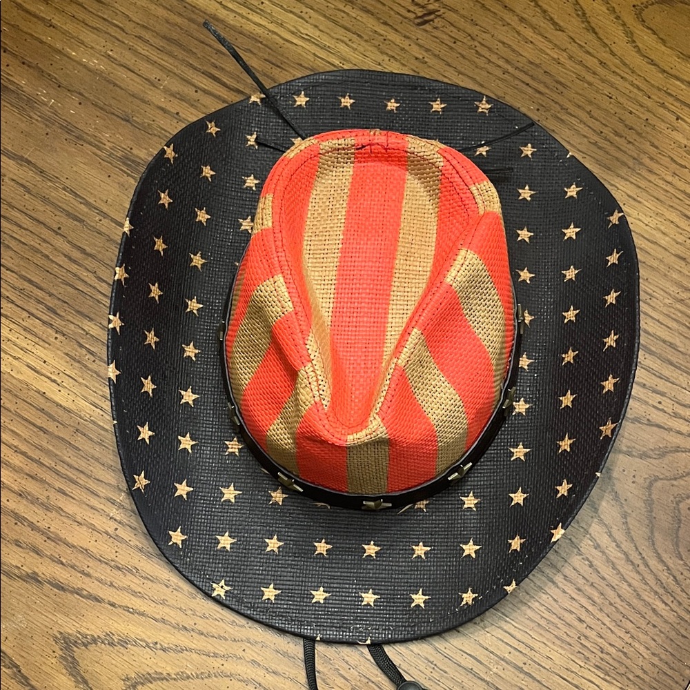 Red and Tan Star Pattern Cowboy Hat - Picture 5 of 12
